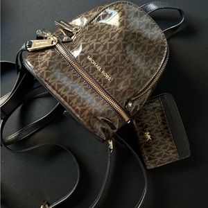 Michael Kors Mini Logo Backpack with matching wallet